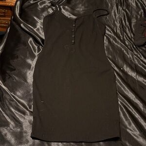 Chic Black Button-Front Mini Dress